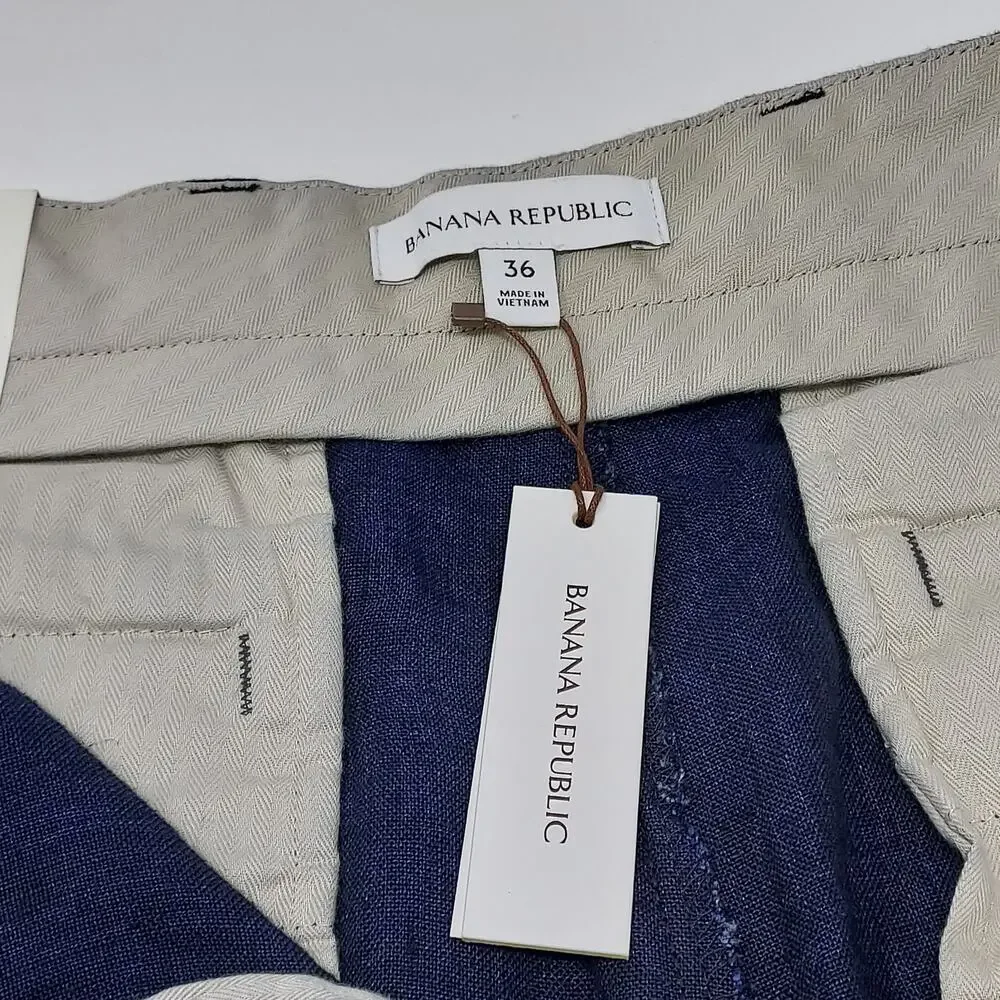 Banana Republic Men's Shorts 100% Linen Flax Navy Blue 9